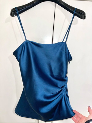 Satin cami top Zara in XS like new, petrol color
