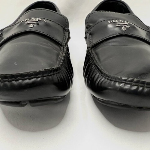 Prada black leather moccasins used, large fit