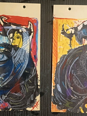 Diptych modern artwork THE CHILD AND HIS GOAT made to order