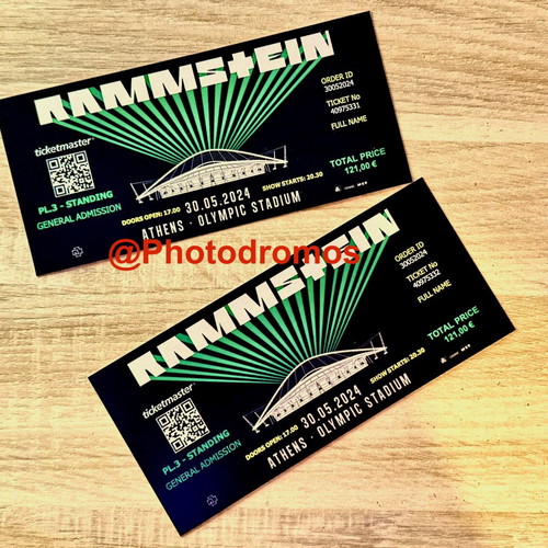 Rammstein Hard-Copy Concert Ticket Personalized Memorabilia