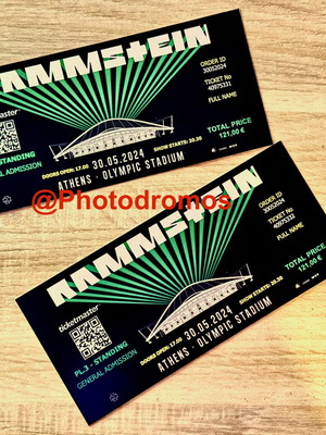 Rammstein Hard-Copy Concert Ticket Personalized Memorabilia