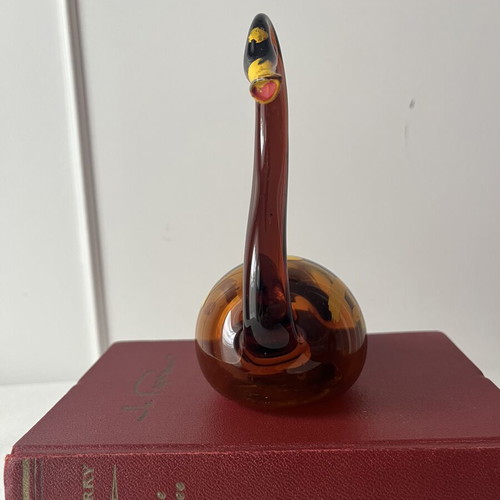 Vintage γυάλινος κύκνος χειροποίητη φιγούρα folk art μεταχειρισμένο