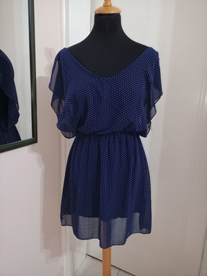 Navy Blue Polka Dot Dress size M like new