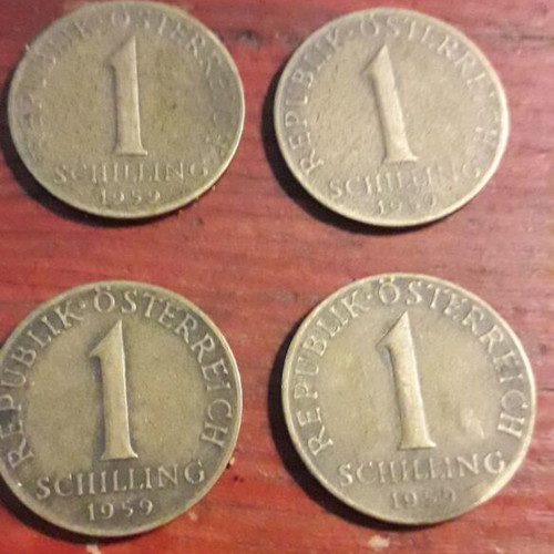 1 Schilling Austria coins used, pack of 4 copper