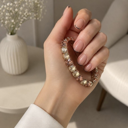 Elastic bracelet with Swarovski elements new, pink and silver