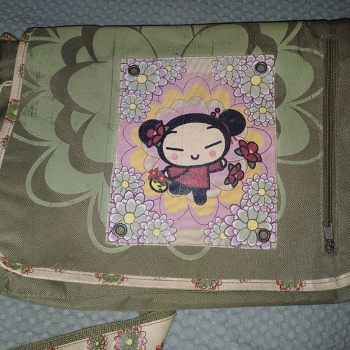 Pucca crossbody bag used, green shoulder with compartments