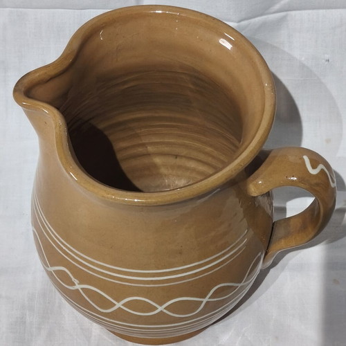 Clay Jug new with decorative pattern, 19 cm height