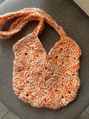 Crochet Tote Bag shoulder bag orange new handmade