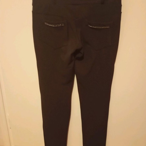 Elastic brown leggings pants used with strass details size M