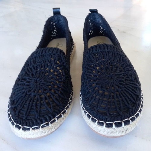 Simius black espadrilles No 38, lace finish