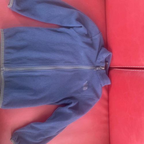 The North Face fleece jacket like new, blue with gray stripes for kids 6-7 years