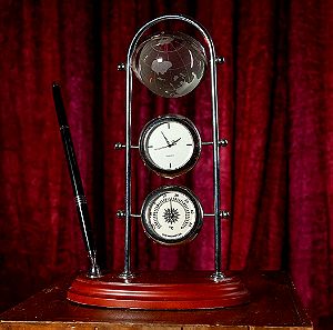 Ρολόι-θερμόμετρο με ξύλινη βάση
