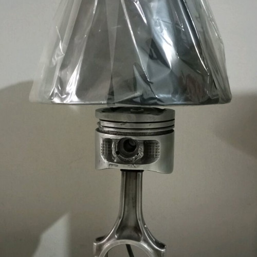 Desk lamp handmade from BMW piston and gear base, new