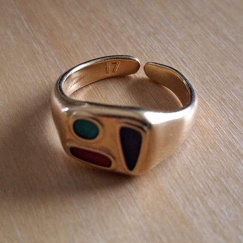 Faux ring with enamel like new, size 17