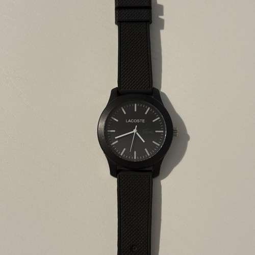 Lacoste all-black watch with silicone strap