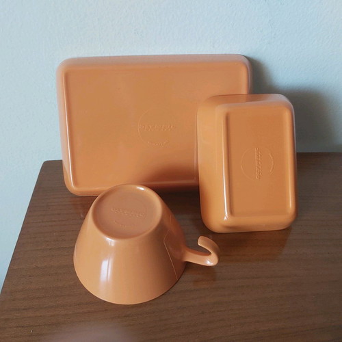 Olympic Airways serving set used, orange color