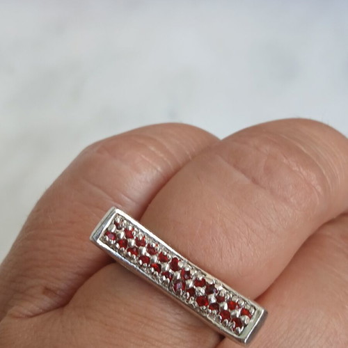 925 silver ring with red zirconia, 17 mm