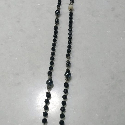 Black necklace used with simple beads, length 74cm