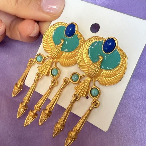 Earrings new, multicolor and goldtone