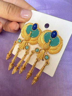 Earrings new, multicolor and goldtone