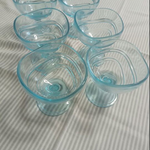 Blue glass ice cream cups like new