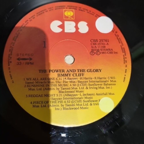 Jimmy Cliff The Power and the Glory vinyl used