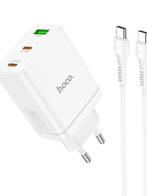 Hoco N33 φορτιστής τοίχου PD 35W με 2x Type-C και USB-A, λευκό, καινούργιο