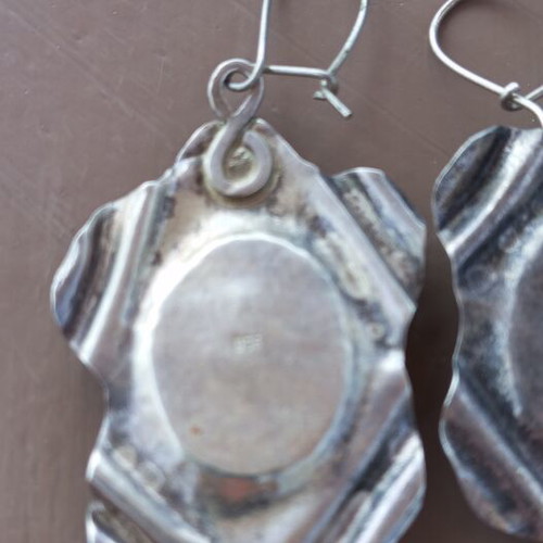 Silver 925 vintage statement earrings with blue goldstone