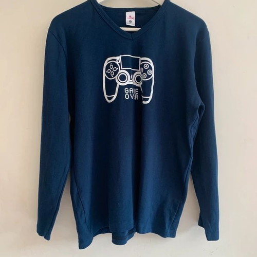 Comfort long sleeve sweater L, black and blue