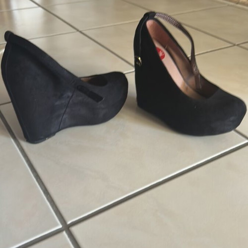 Exe suede platforms used, black, size 37, 12 cm heel