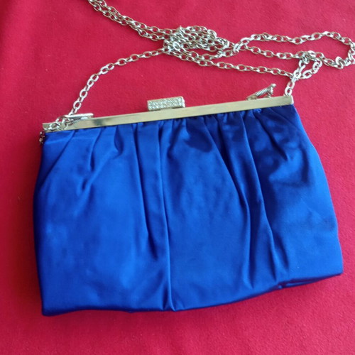 Vintage satin bag with silver chain by Achilleas like new, shoulder