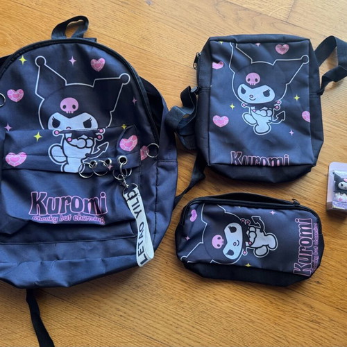 Kuromi set backpack, shoulder bag and pencil case like new