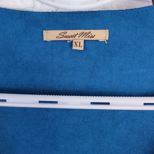 Sweet Miss suede open-front jacket XL, camel and petrol