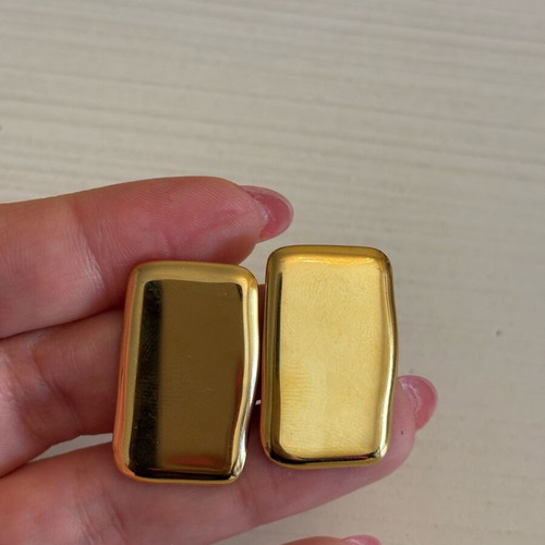 Earrings stainless steel rectangular gold color like new, 3cm length