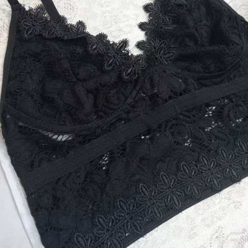 Shein Bralette lace elastic size S cup A/B new black