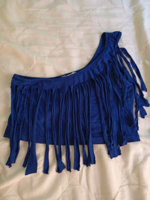 Top with fringes size M, like new, blue