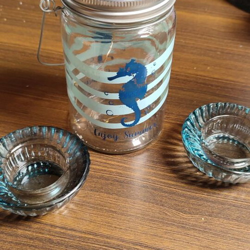 Summer Mood decoration set like new with LED lamp and 2 tealights