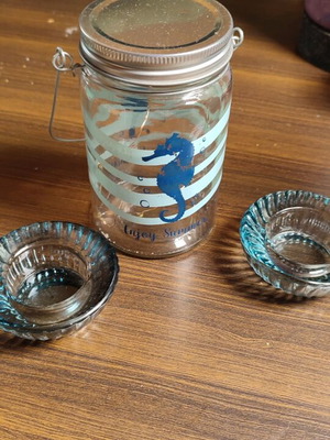 Summer Mood decoration set like new with LED lamp and 2 tealights