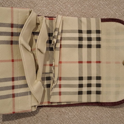 Fabric hand bag like new, beige with multicolor stripes