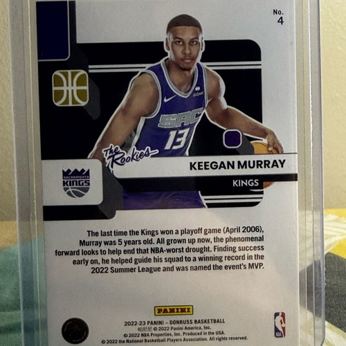 2022-23 Panini Donruss Keegan Murray The Rookies Holo Laser Yellow RC like new