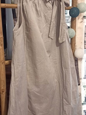 Cotton dress with straps and bow new, light gray