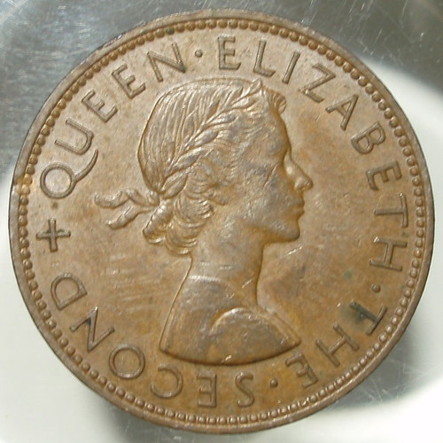 New Zealand 1 Penny 1964 Elizabeth II used