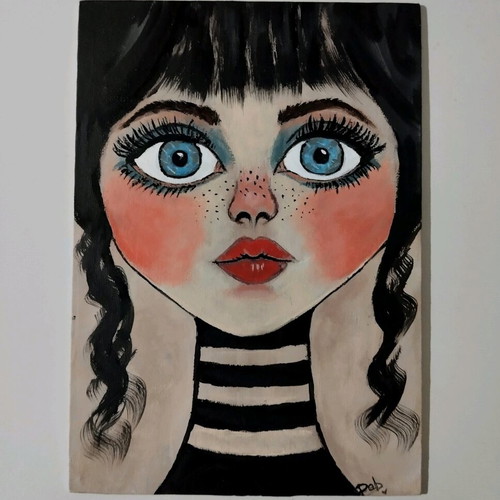 Canvas painting Spellbinding Gaze new acrylic 18×25.5 cm
