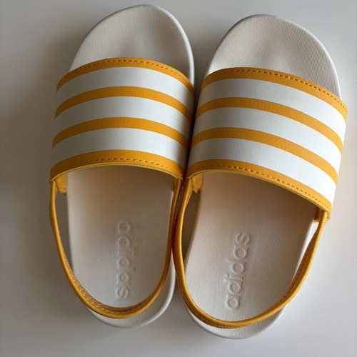 Adidas kids sandals, white and yellow, size 31