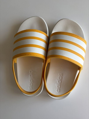 Adidas kids sandals, white and yellow, size 31