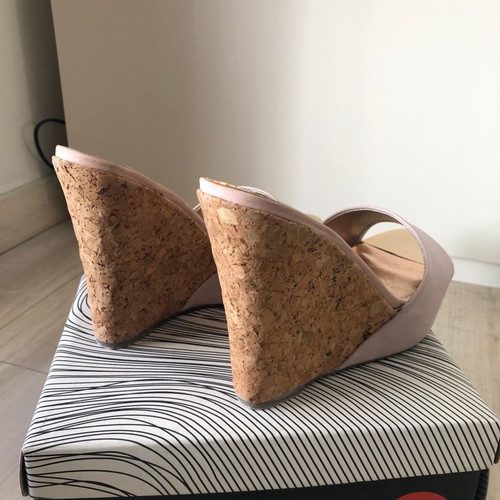 Exe leather platform shoes used, nude color