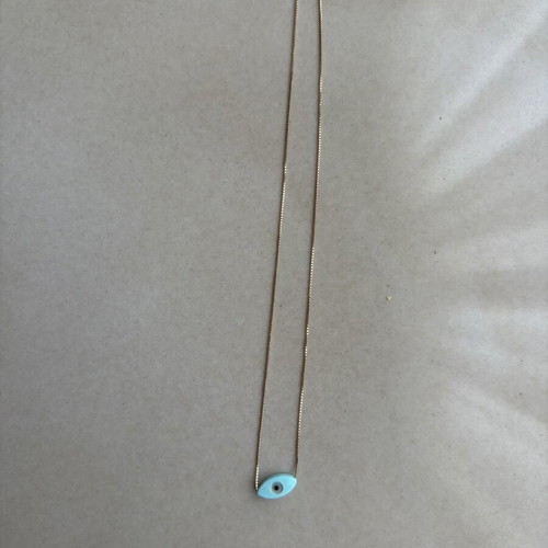 14k gold necklace with blue evil eye