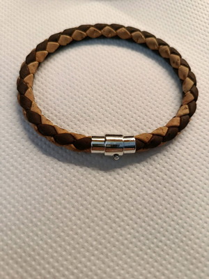 Leather bracelet unisex new, beige and brown