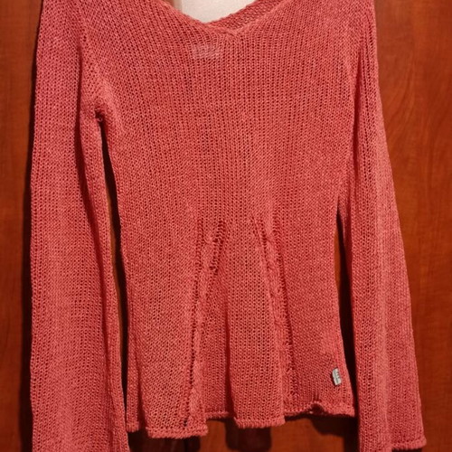 Knitted summer sweater coral color size S like new