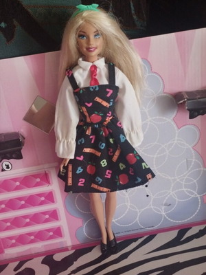 Barbie teacher doll with vintage dress